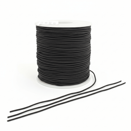 Elastic Round Cord – Black | Multiple Sizes for Sewing, Crafts & Mask Making - KAHANNE fabrics