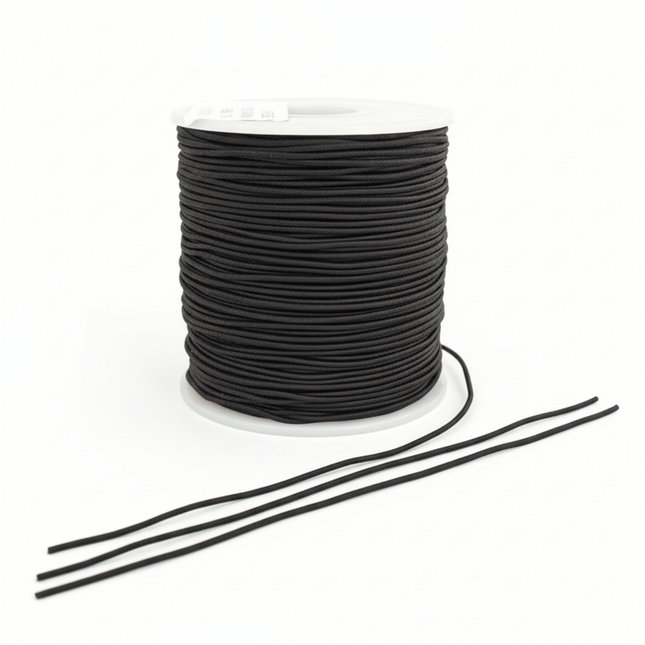 Elastic Round Cord – Black | Multiple Sizes for Sewing, Crafts & Mask Making - KAHANNE fabrics