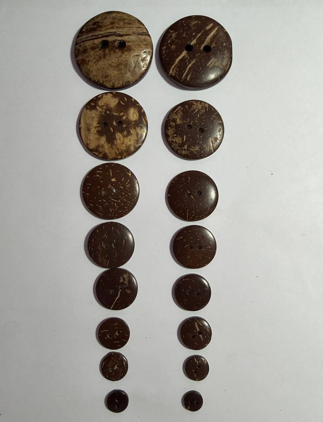 Natural Coconut Shell Buttons – 2 Hole Sewing Buttons - Kahanne Fabrics