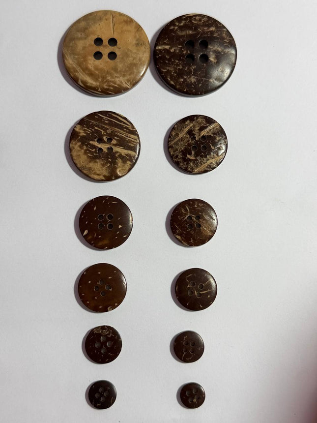 Natural Coconut Shell Buttons – 4 Hole Sewing Buttons - Kahanne Fabrics