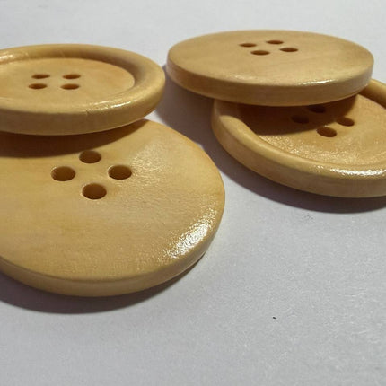 Natural Wooden Sewing Buttons – Natural color | 4 - Hole Round Craft Buttons - Kahanne Fabrics