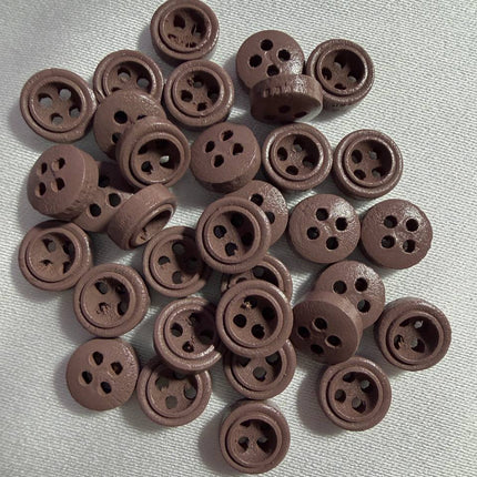 Mini Colored Wooden Buttons 4 - Hole 17L / 9mm 