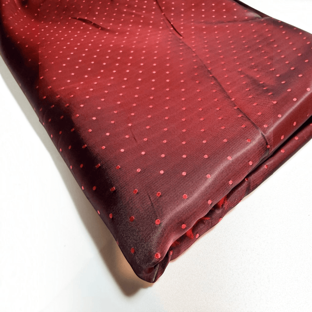 Burgundy color Dot Jacquard Lining Fabric – Poly-Viscose Satin - Kahanne Fabrics