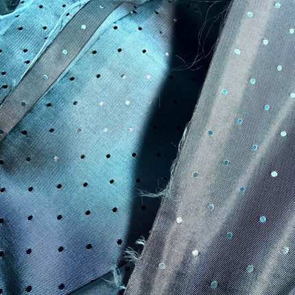 Teal color Dot Jacquard Lining Fabric – Poly-Viscose Satin - Kahanne Fabrics