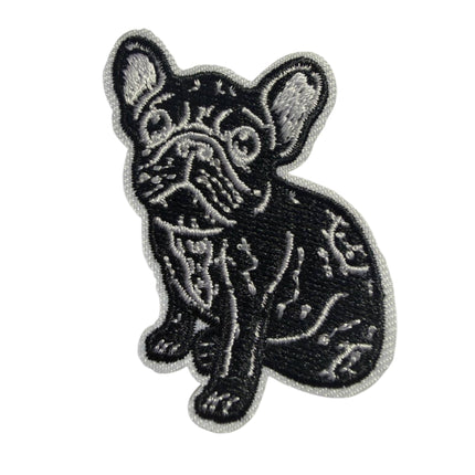 Iron - On Embroidered Appliqué – Black French Bulldog Patch - Kahanne Fabrics