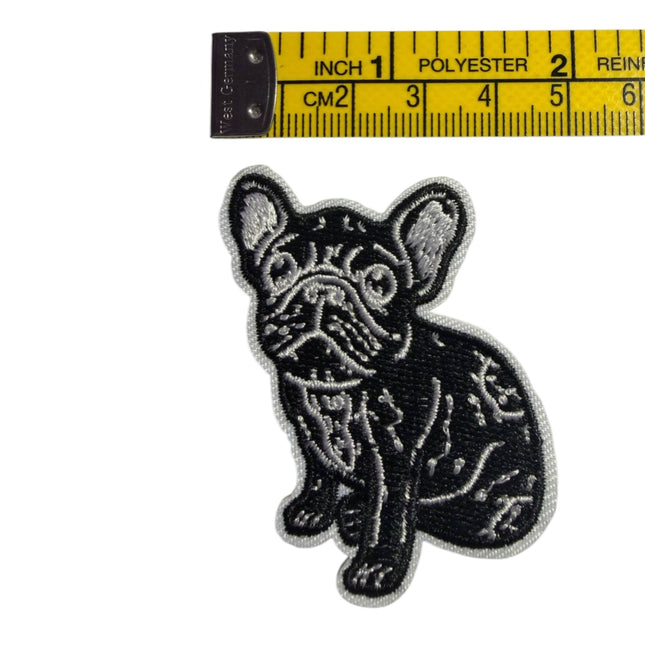 Iron - On Embroidered Appliqué – Black French Bulldog Patch - Kahanne Fabrics