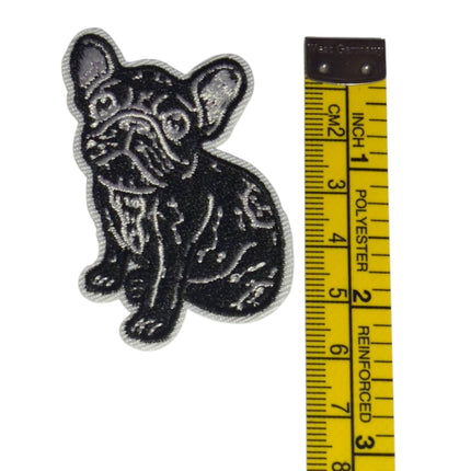 Iron - On Embroidered Appliqué – Black French Bulldog Patch - Kahanne Fabrics