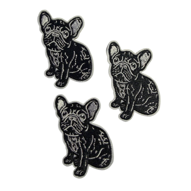 Iron - On Embroidered Appliqué – Black French Bulldog Patch - Kahanne Fabrics