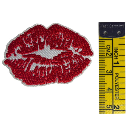 Iron - On Embroidered Appliqué – Red Kiss Lips Patch - Kahanne Fabrics