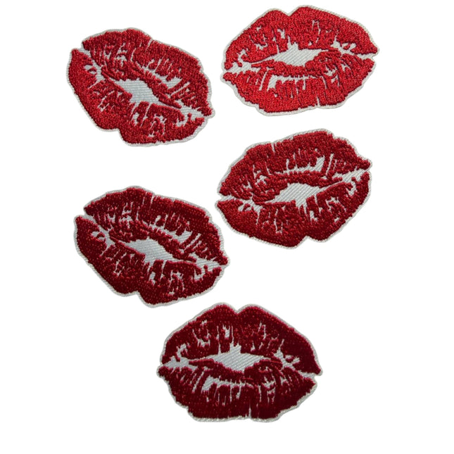 Iron - On Embroidered Appliqué – Red Kiss Lips Patch - Kahanne Fabrics