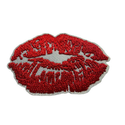 Iron - On Embroidered Appliqué – Red Kiss Lips Patch - Kahanne Fabrics