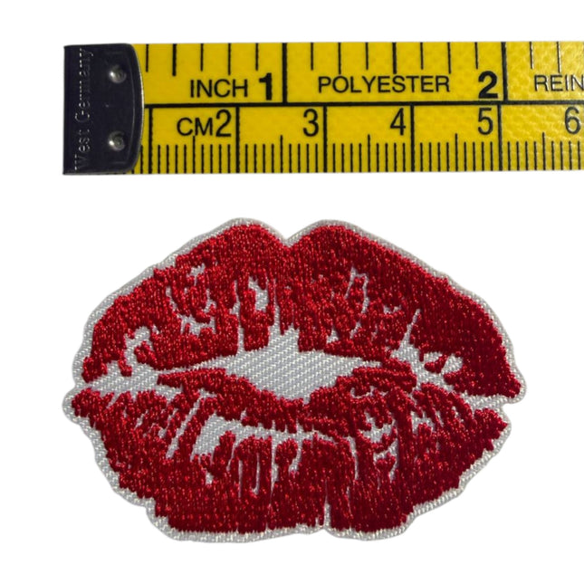 Iron - On Embroidered Appliqué – Red Kiss Lips Patch - Kahanne Fabrics