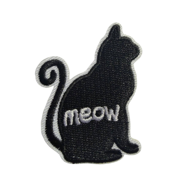 Iron - On Embroidered Appliqué – Black Meow Cat Patch - Kahanne Fabrics