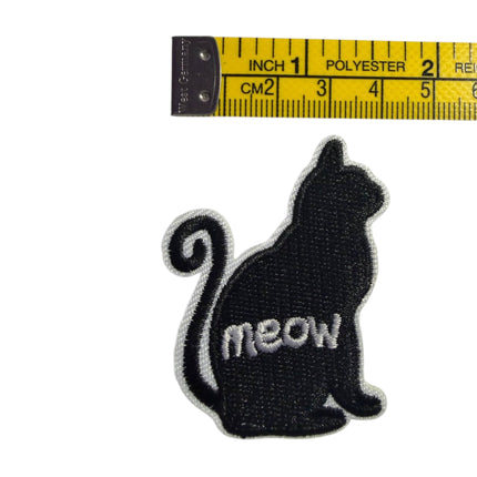 Iron - On Embroidered Appliqué – Black Meow Cat Patch - Kahanne Fabrics