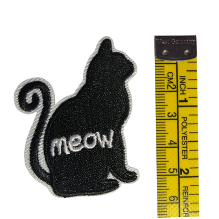 Iron - On Embroidered Appliqué – Black Meow Cat Patch - Kahanne Fabrics