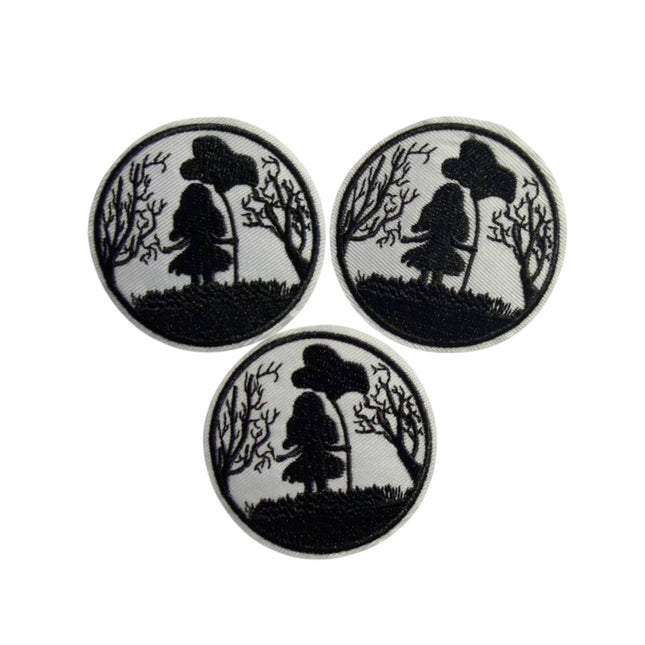 Little Girl Silhouette Iron - On Embroidered Appliqué Patch - Kahanne Fabrics