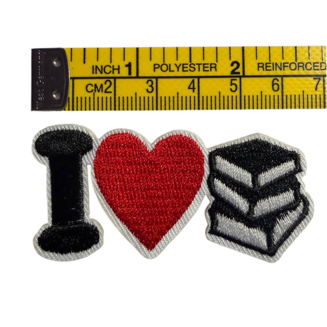 I Love Books Iron - On Embroidered Patch - Kahanne Fabrics
