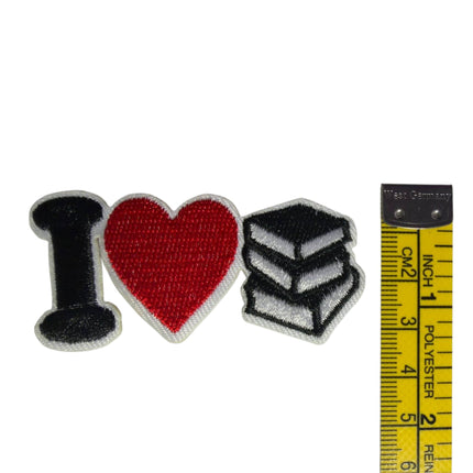 I Love Books Iron - On Embroidered Patch - Kahanne Fabrics