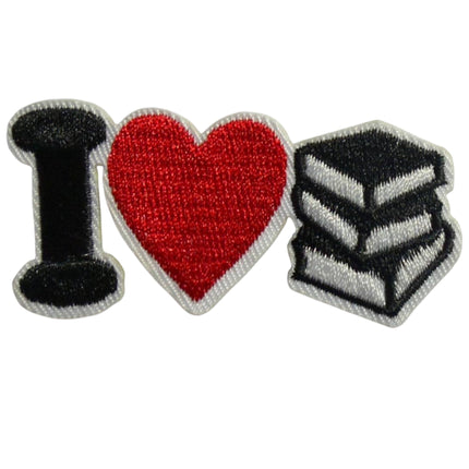 I Love Books Iron - On Embroidered Patch - Kahanne Fabrics