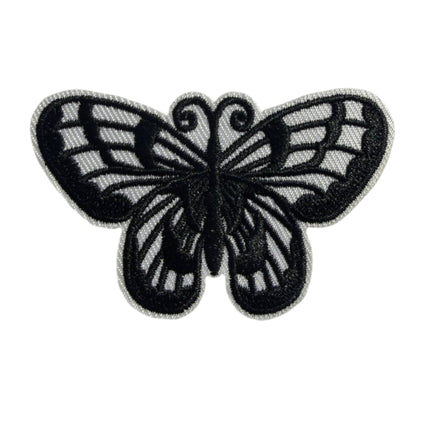 Iron - On Embroidered Appliqué – Black Butterfly Patch - Kahanne Fabrics