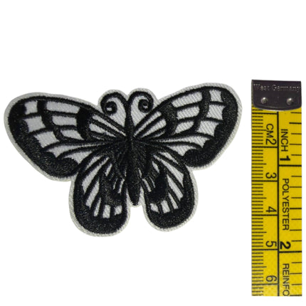 Iron - On Embroidered Appliqué – Black Butterfly Patch - Kahanne Fabrics