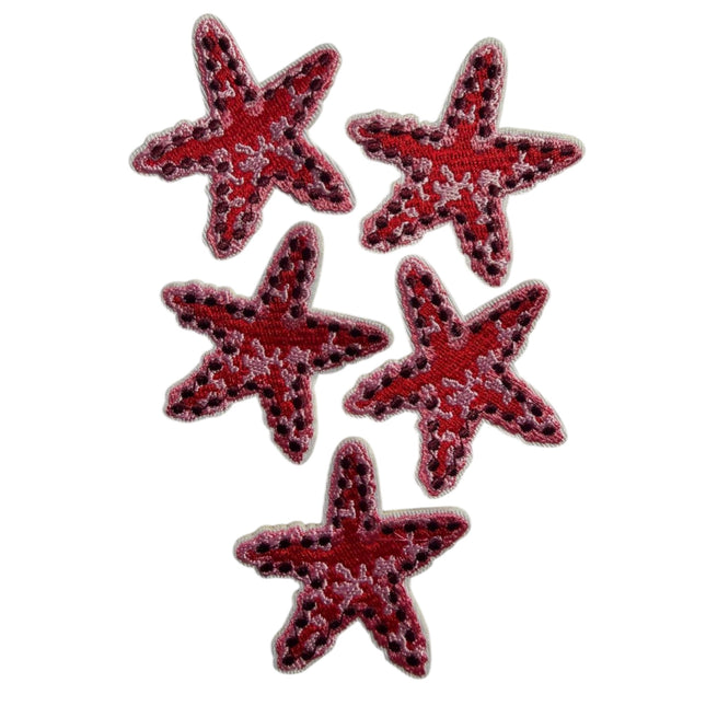 Iron - On Embroidered Appliqué – Pink Starfish Patch - Kahanne Fabrics