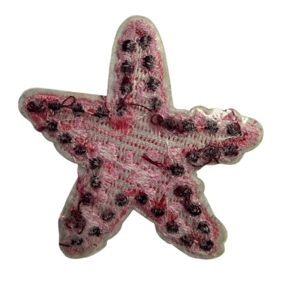 Iron - On Embroidered Appliqué – Pink Starfish Patch - Kahanne Fabrics
