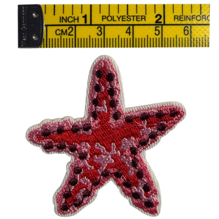 Iron - On Embroidered Appliqué – Pink Starfish Patch - Kahanne Fabrics
