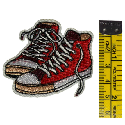 Iron - On Embroidered Appliqué – Red High - Top Sneakers Patch - Kahanne Fabrics