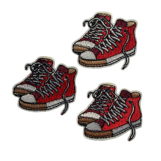 Iron - On Embroidered Appliqué – Red High - Top Sneakers Patch - Kahanne Fabrics