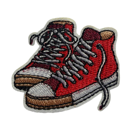 Iron - On Embroidered Appliqué – Red High - Top Sneakers Patch - Kahanne Fabrics