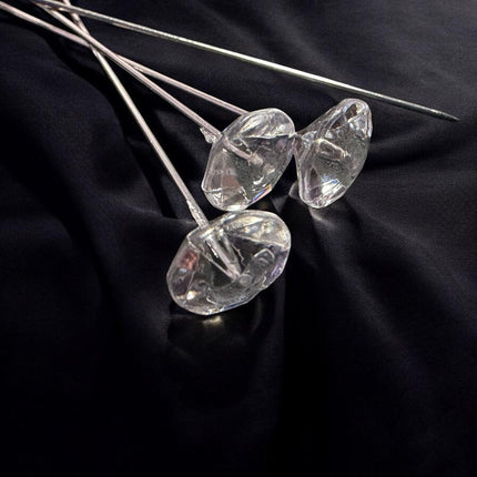 Crystal Diamond Head Pins (Clear) 50pcs Pack - Kahanne Fabrics