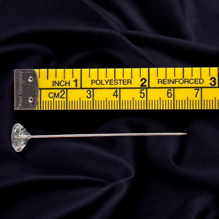 Crystal Diamond Head Pins (Clear) 50pcs Pack - Kahanne Fabrics
