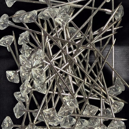 Crystal Diamond Head Pins (Clear) 50pcs Pack - Kahanne Fabrics
