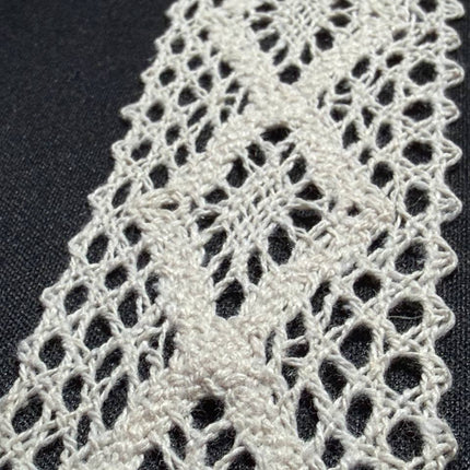 Ecru Cotton Cluny Lace Trim, design 6 - Kahanne Fabrics
