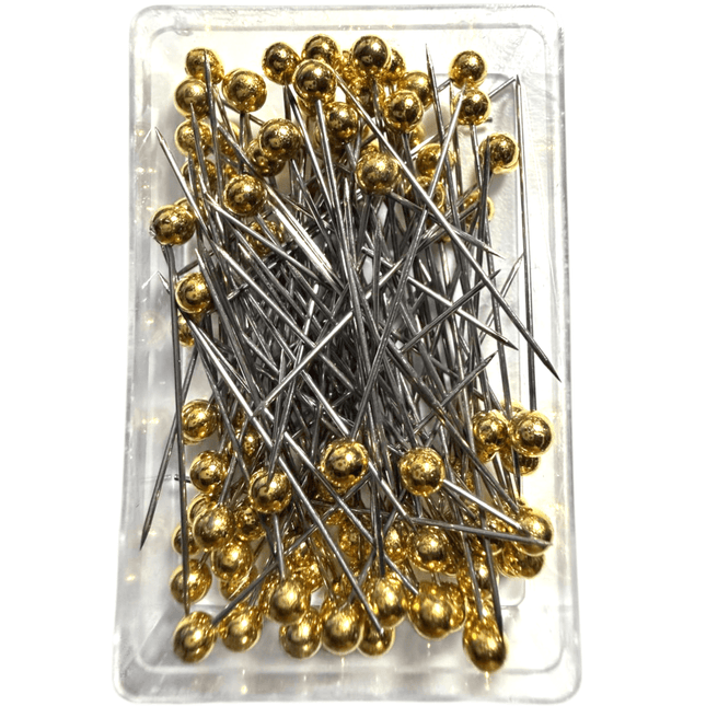 Gold Steel Ball Head Pins 100pcs - Kahanne Fabrics