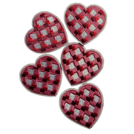 Red Heart Iron - On Embroidered Appliqué Patch, Design 12 - Kahanne Fabrics