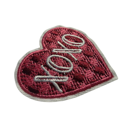 Red Heart Iron - On Embroidered Appliqué Patch, Design 13 - Kahanne Fabrics