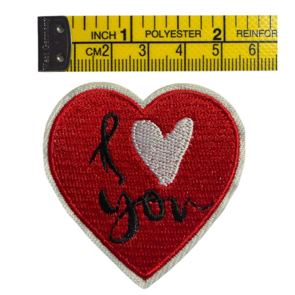 Red Heart Iron - On Embroidered Appliqué Patch, Design 14 - Kahanne Fabrics