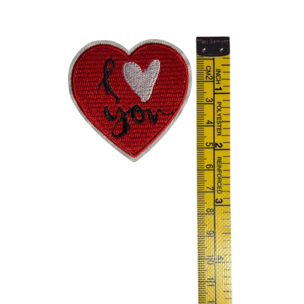 Red Heart Iron - On Embroidered Appliqué Patch, Design 14 - Kahanne Fabrics