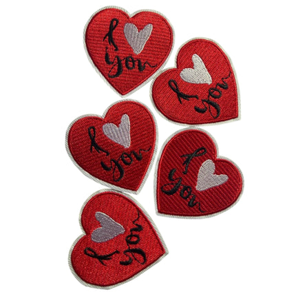 Red Heart Iron - On Embroidered Appliqué Patch, Design 14 - Kahanne Fabrics