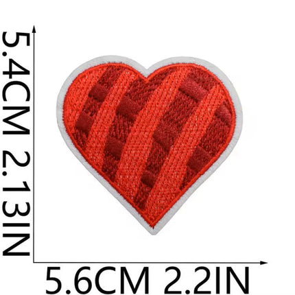 Red Heart Iron - On Embroidered Appliqué Patch, Design 15 - Kahanne Fabrics
