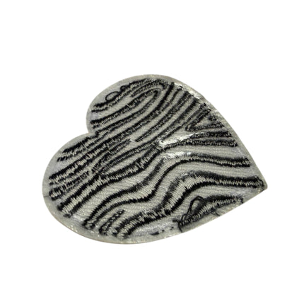 Black Heart Iron - On Embroidered Appliqué Patch, Design 16 - Kahanne Fabrics