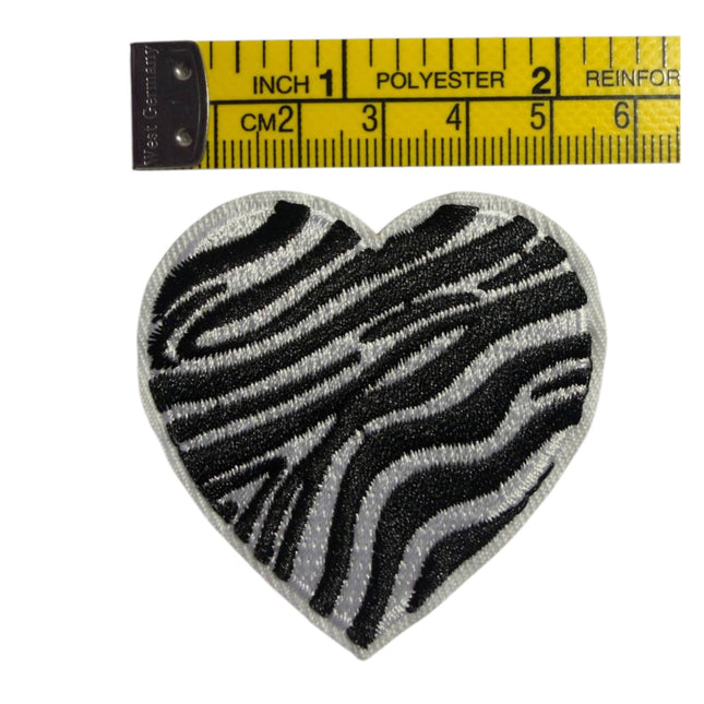 Black Heart Iron - On Embroidered Appliqué Patch, Design 16 - Kahanne Fabrics