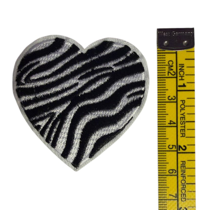 Black Heart Iron - On Embroidered Appliqué Patch, Design 16 - Kahanne Fabrics