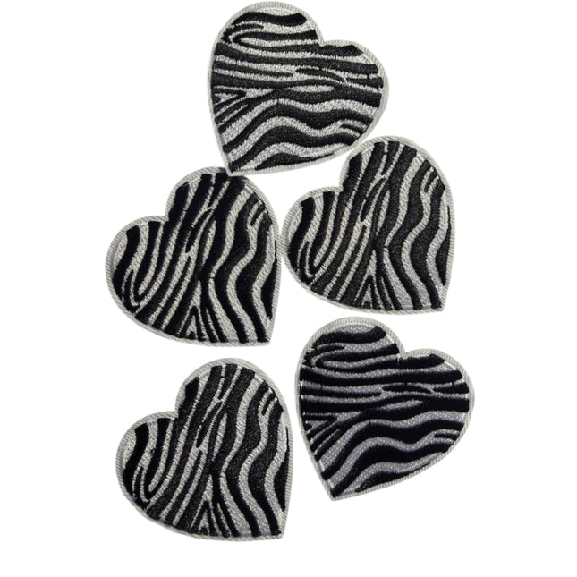 Black Heart Iron - On Embroidered Appliqué Patch, Design 16 - Kahanne Fabrics