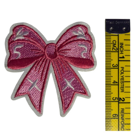 Pink Bow Iron - On Embroidered Patch Design 1 - Kahanne Fabrics