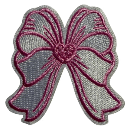Pink Bow Iron - On Embroidered Patch Design 2 - Kahanne Fabrics