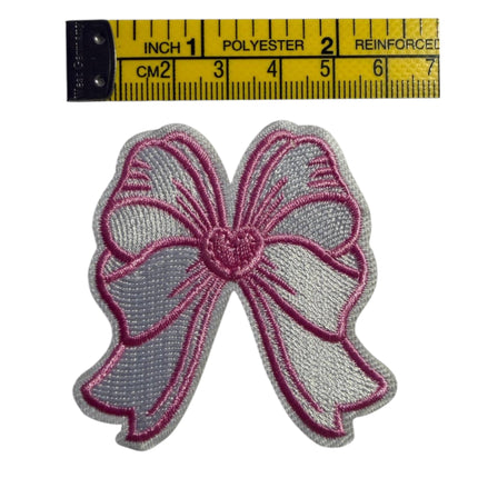 Pink Bow Iron - On Embroidered Patch Design 2 - Kahanne Fabrics