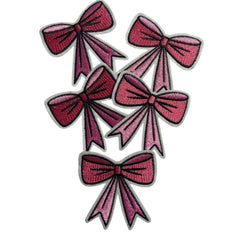 Pink Bow Iron - On Embroidered Patch Design 3 - Kahanne Fabrics